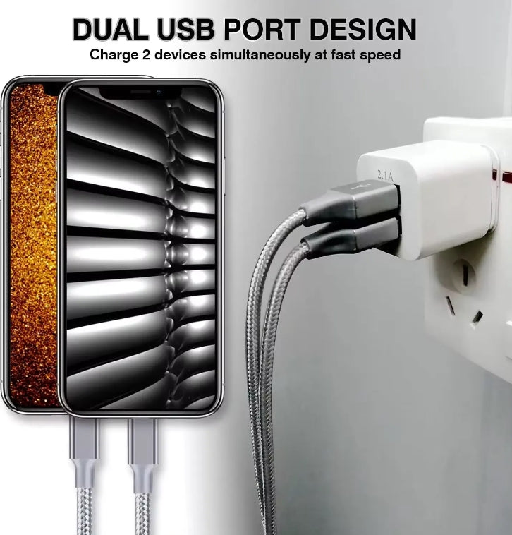 5-Pack Power Adapter 5V 1A 2.1A US Plug Charging Cube Block Dual USB Mobile Phone Charger