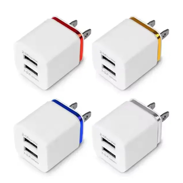 5-Pack Power Adapter 5V 1A 2.1A US Plug Charging Cube Block Dual USB Mobile Phone Charger