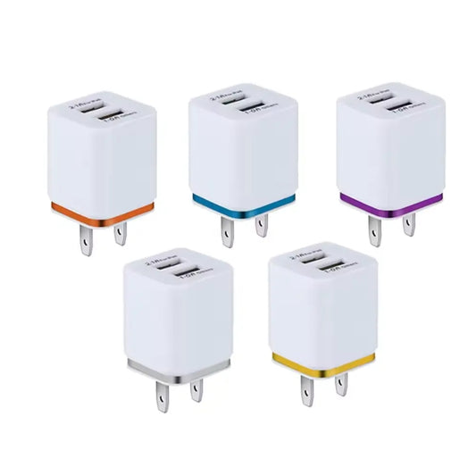 5-Pack Power Adapter 5V 1A 2.1A US Plug Charging Cube Block Dual USB Mobile Phone Charger